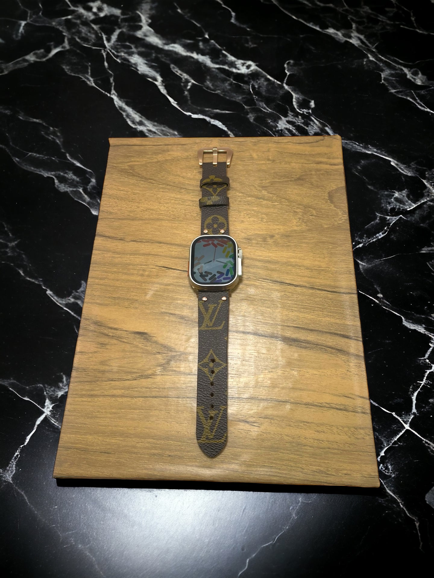 Custom Lv Apple Watch Band RoseGold